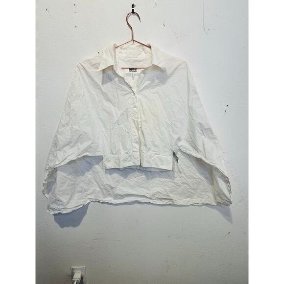 MM6 MAISON Martin Margiela White 100% Cotton Button Up Cape Style Top size EU 42 - Picture 3 of 11